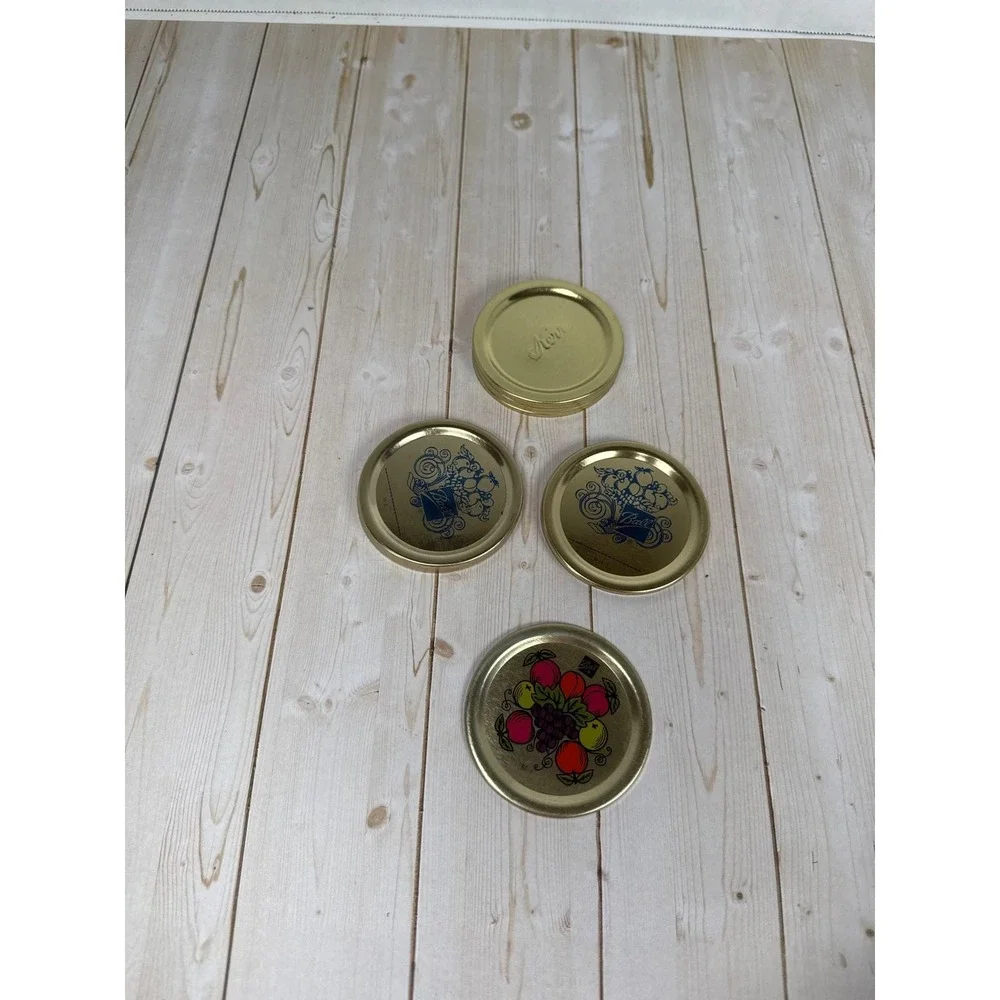 Vintage Kerr Regular Mason Lids Box w/ Assorted Ball Decorative Jar Lids Lot